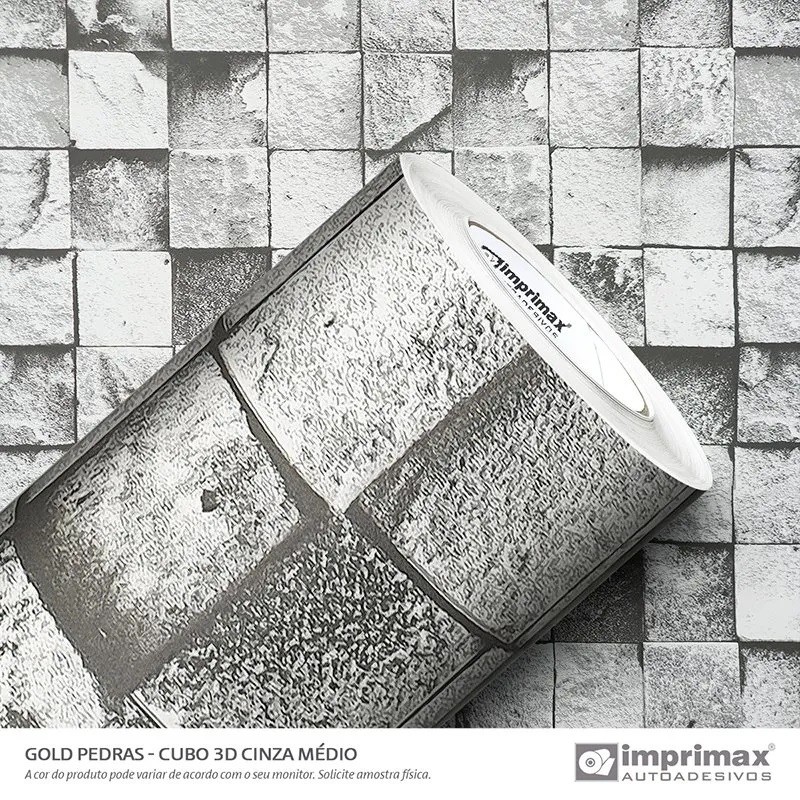 GOLD PEDRAS CUBO 3D CINZA MEDIO